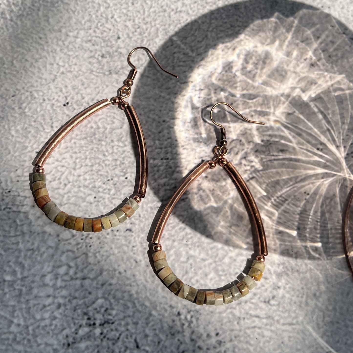 Wild Spirit Western Copper Genuine Agate Teardrop Earrings