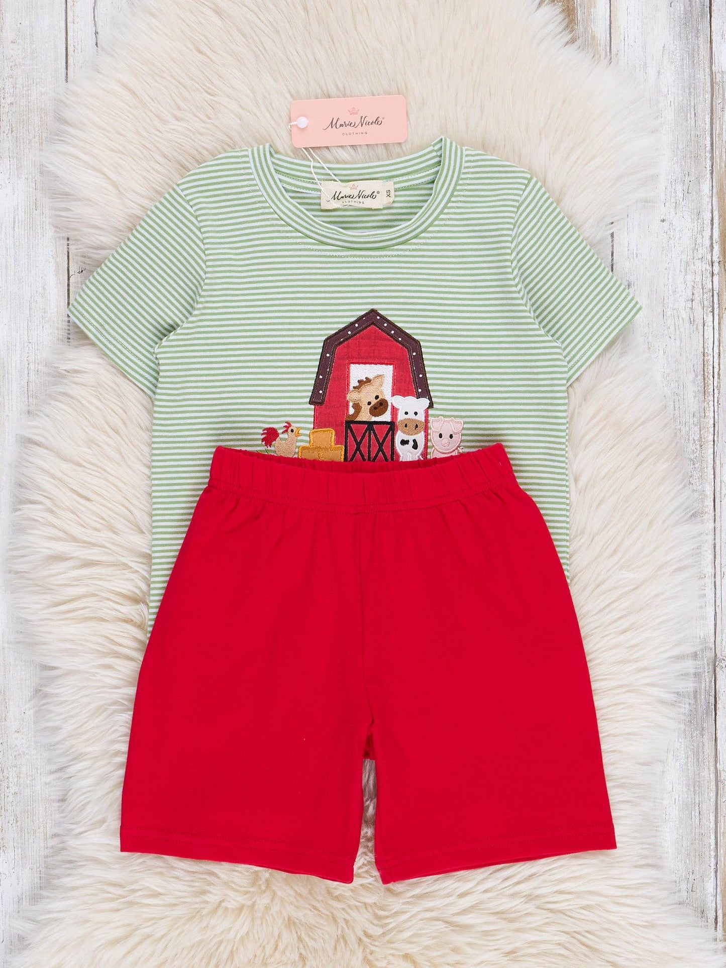 Striped Embroidered Farmhouse Cotton Outfit