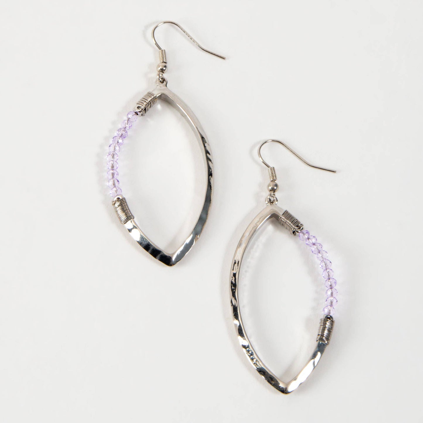 Sale - Haven Lavender Beaded Gold Marquise Drop Earring