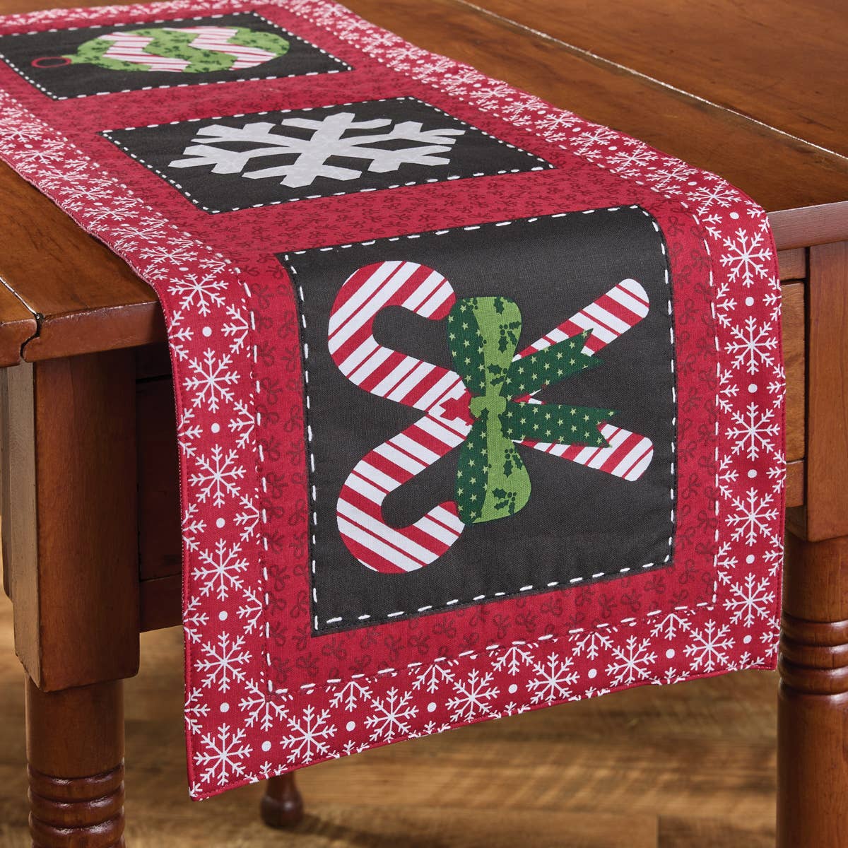 Candycanes And Snowflakes Table Runner 36" L