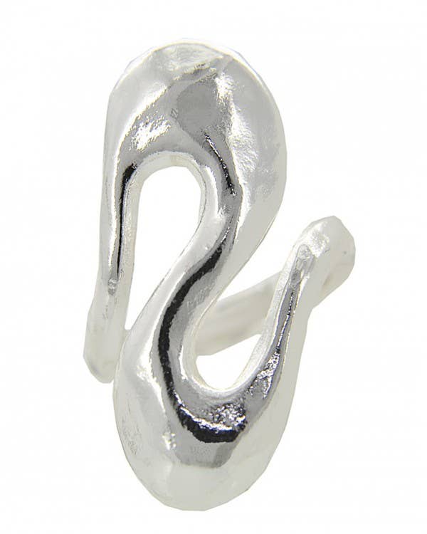 FR2127 All Silver Wave Metal Stretch Ring