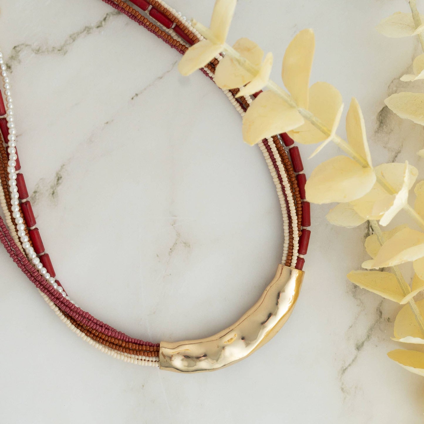 Kirrily Seed Bead with Cast Textured Accent 16" Necklace