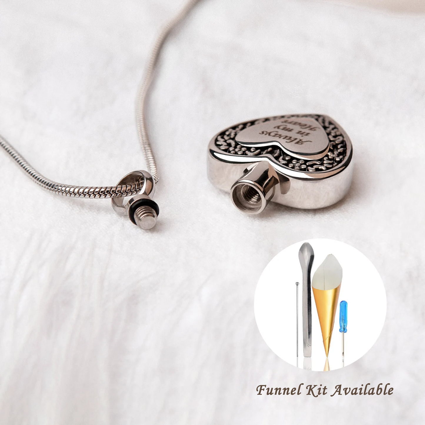 Always in my Heart Memorial Necklace Urn - Cremation Jewelry