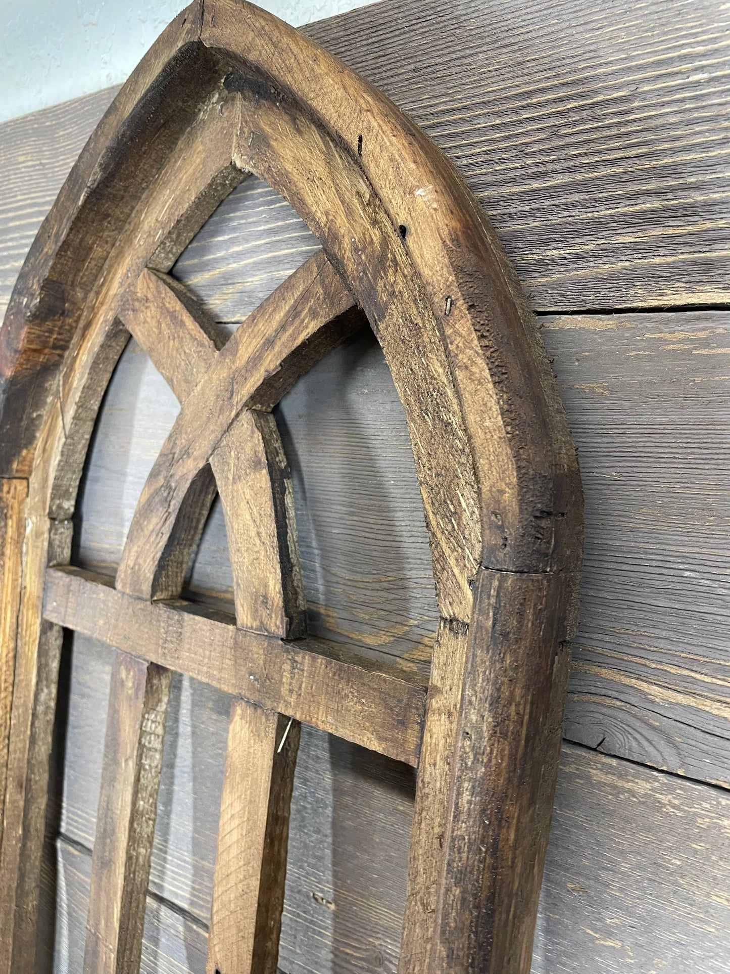 Great Buy-WH-Cathedral Rustic Wall Windows-Set 3-Wax-Brown