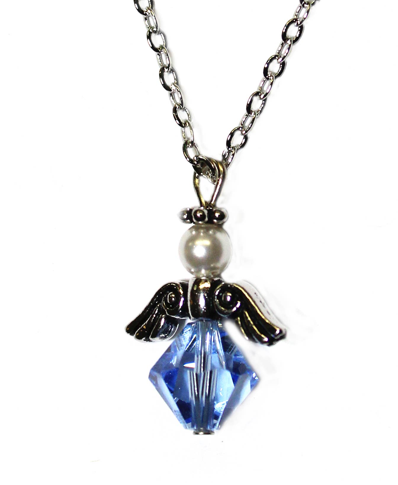 Crystal Angel Pendant on 18" Silver Colored Chain
