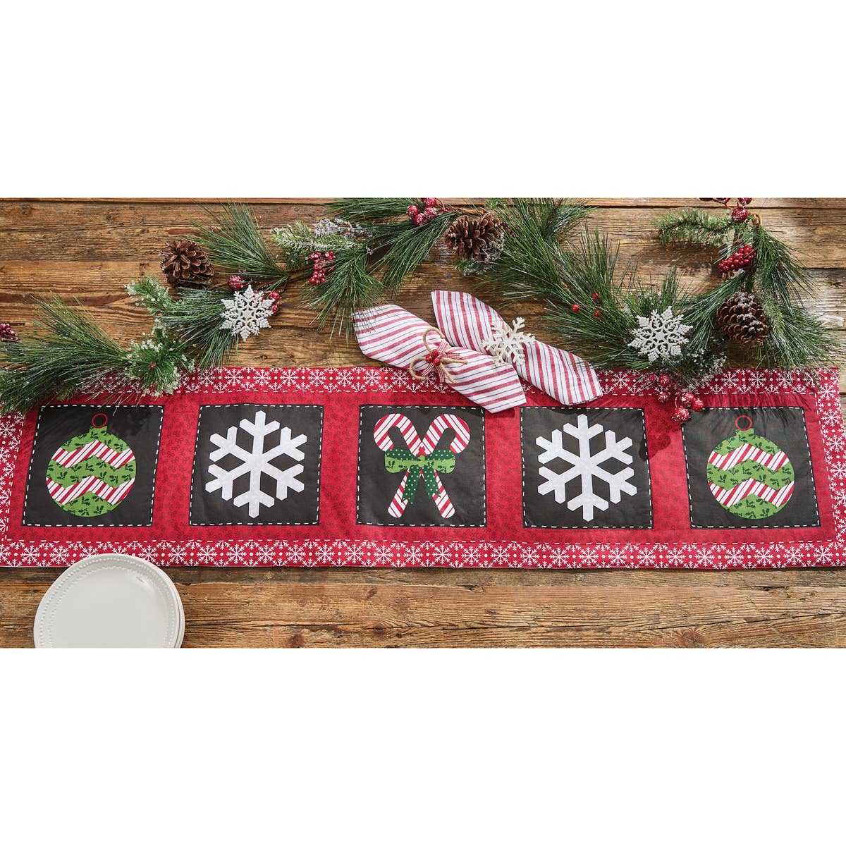 Candycanes And Snowflakes Table Runner 54" L