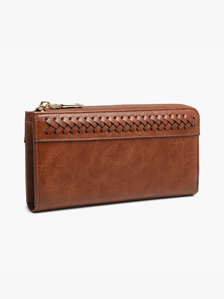 WL2620 Gia Braided Detail Zip-Top Wallet