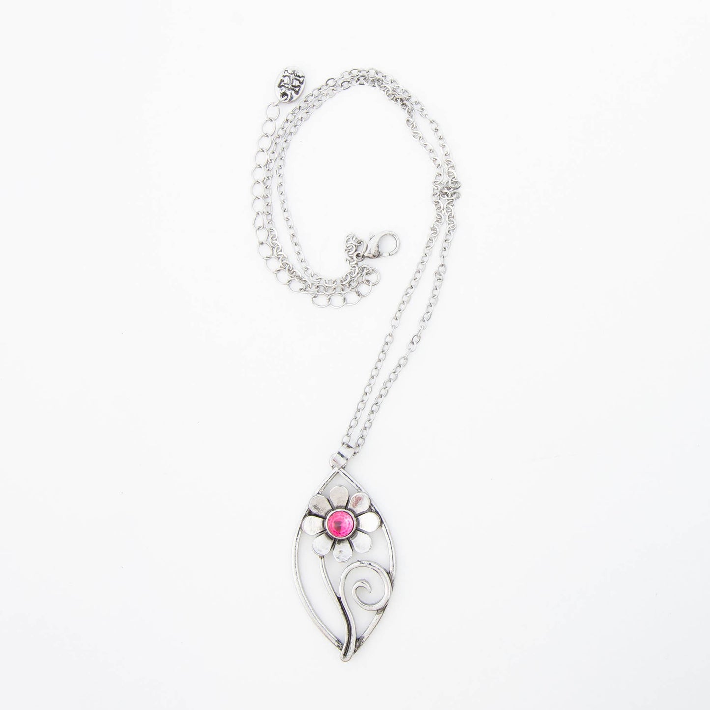 Cecily Floral Swirl 18" Silver Pendant Necklace