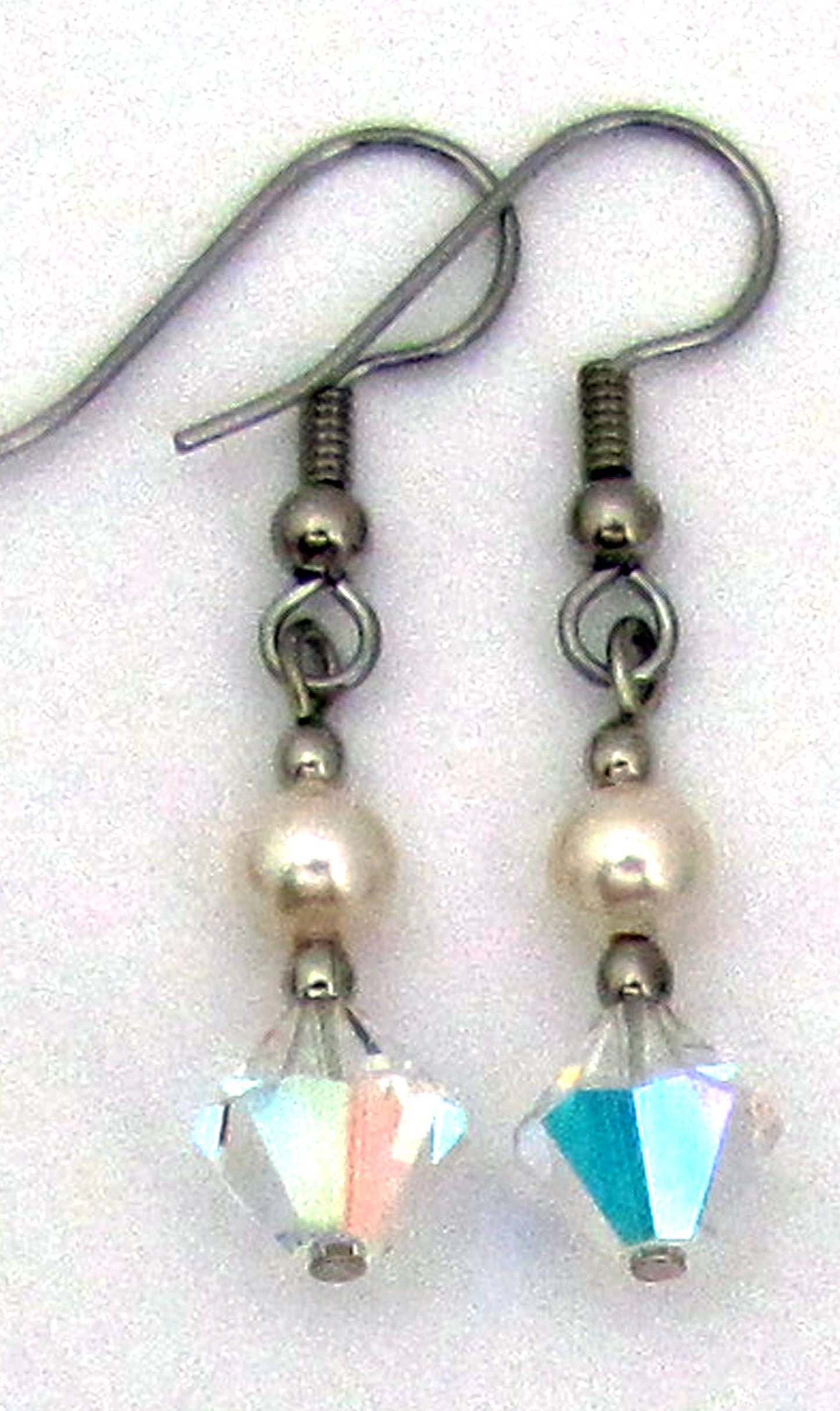 Crystal Bicone with Pearl Dangle Earring