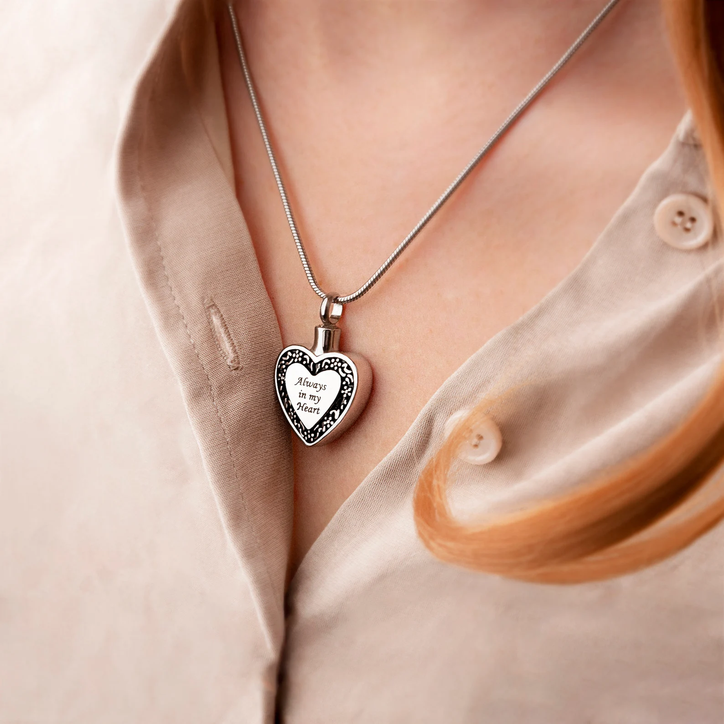Always in my Heart Memorial Necklace Urn - Cremation Jewelry