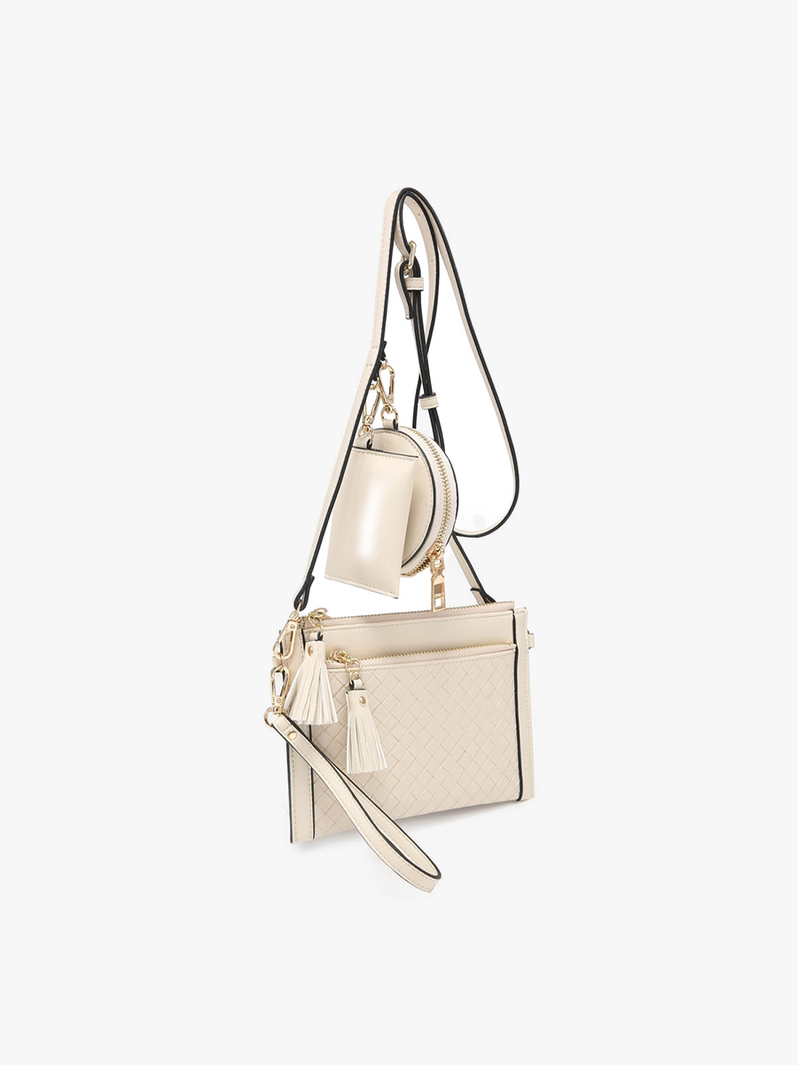 WL2083 Mirabel Woven Double Zip Crossbody/Wallet w/ Pouches