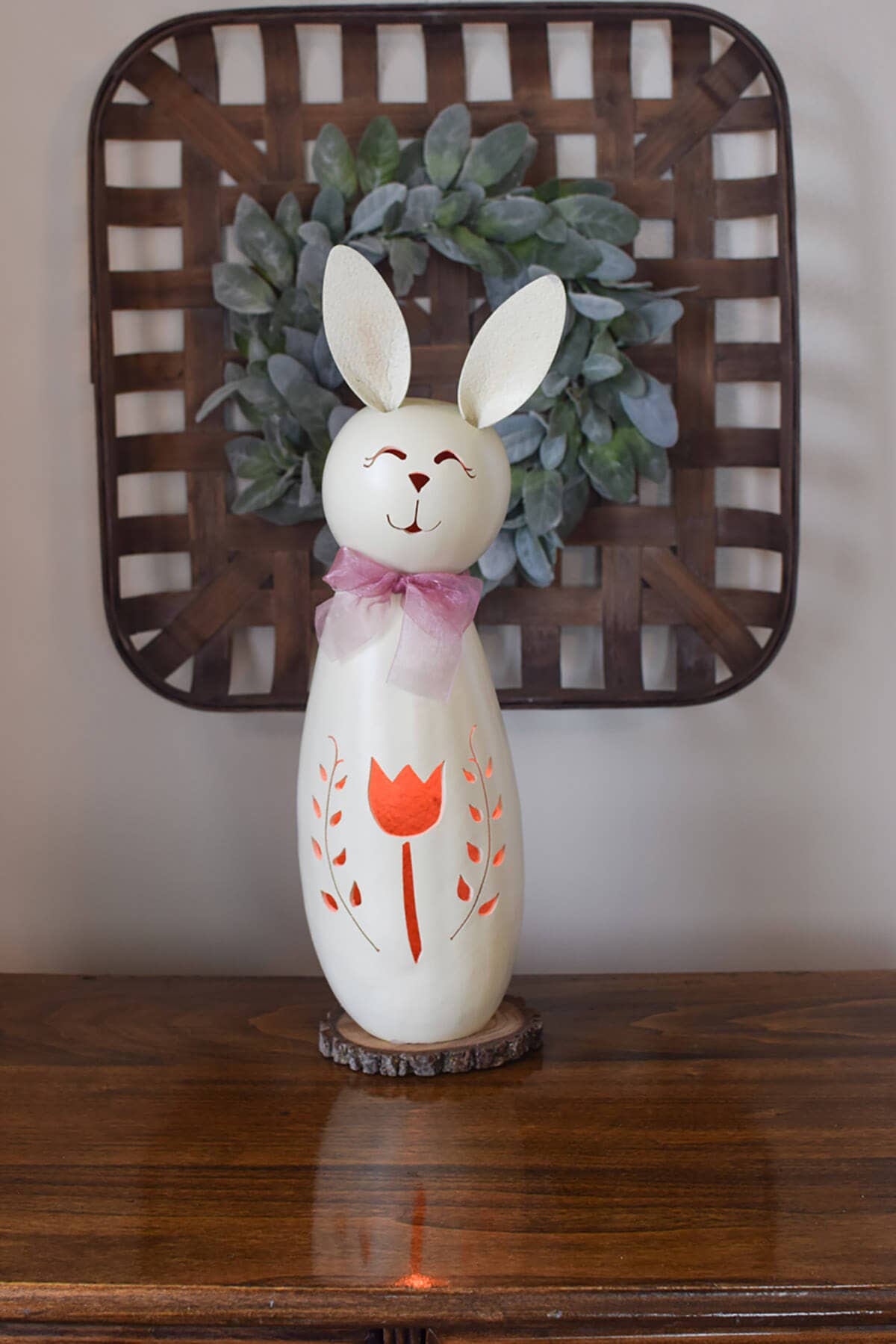 Poppy Bunny Large Tall Lit Gourd Luminary