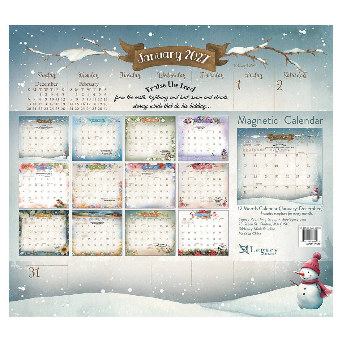 Faithful Heart & Home Faith 2027 Magnetic Calendar Pad