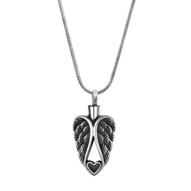 Guardian Angel Heart Ashes Holder Urn Memorial Necklace