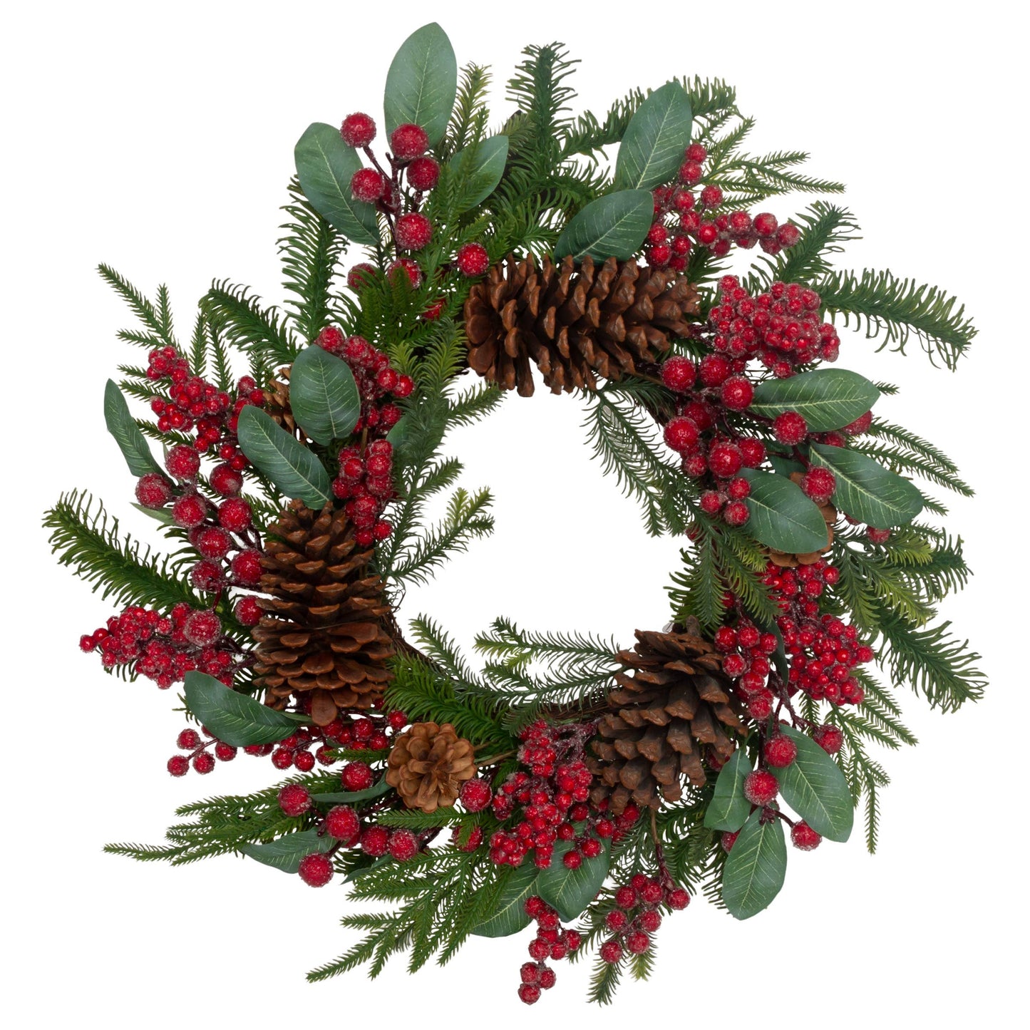 25" Dia Frosted Cranberry Pinecone Wreath Christmas