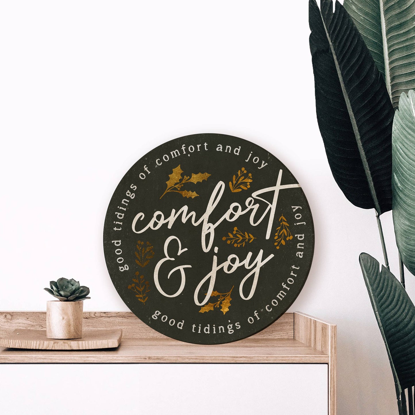 Comfort And Joy Leaves Green Circle