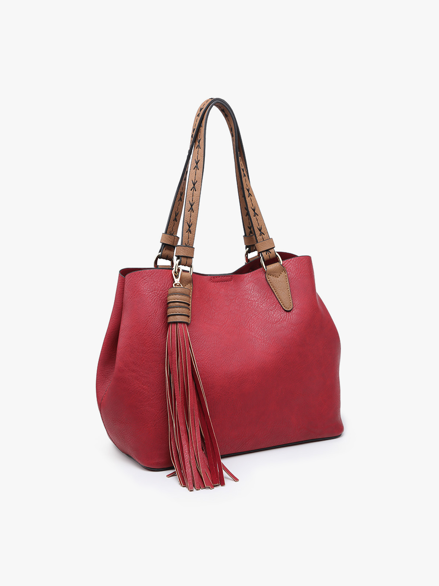 MJ1725 Aliza Large Tassel Monogrammable 2 in 1 Satchel