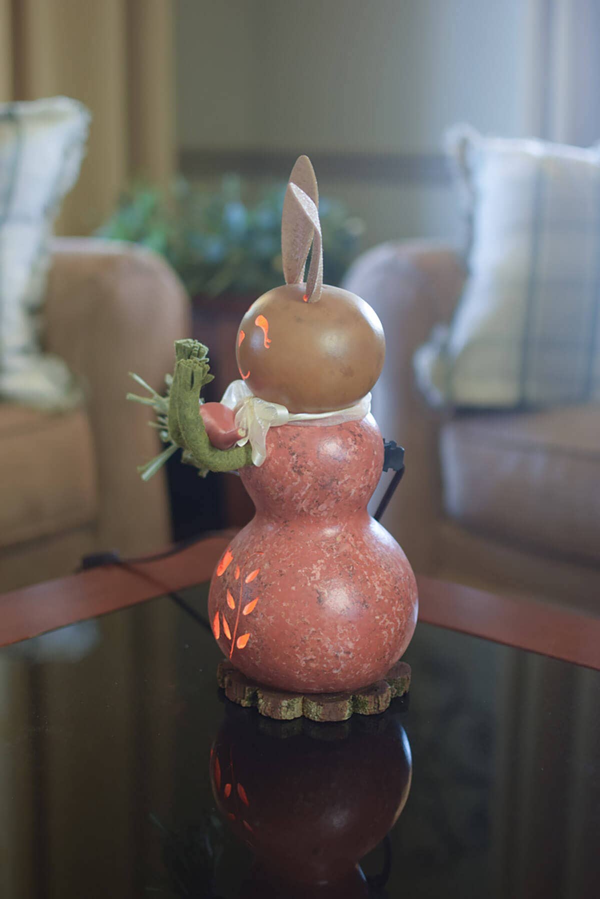 Willow Orange Bunny - Medium Lit Gourd Luminary