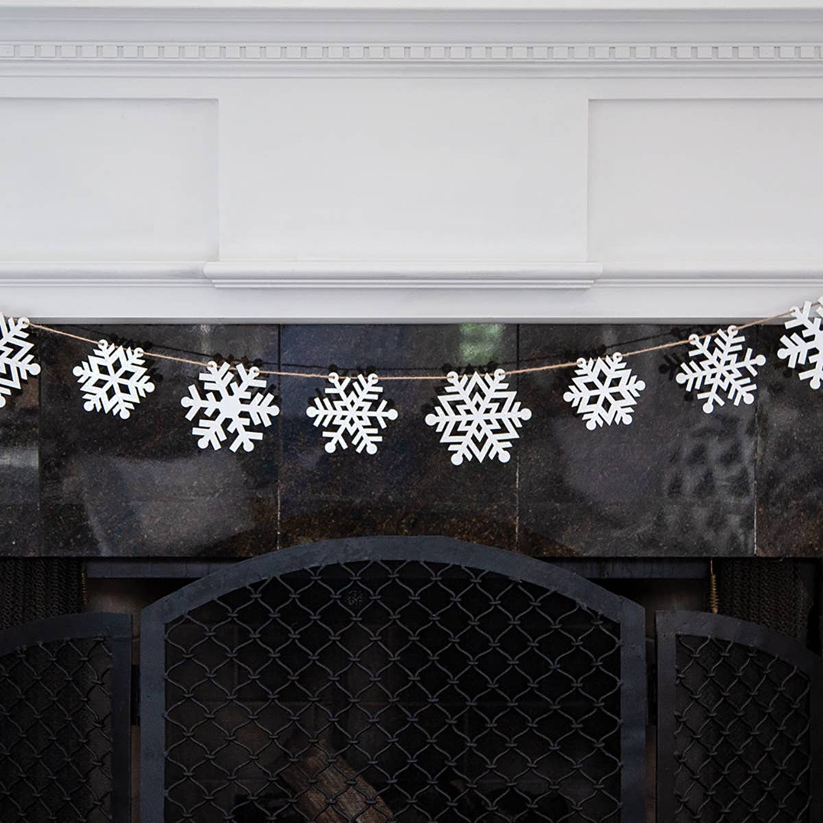 White Glittered Snowflake Garland