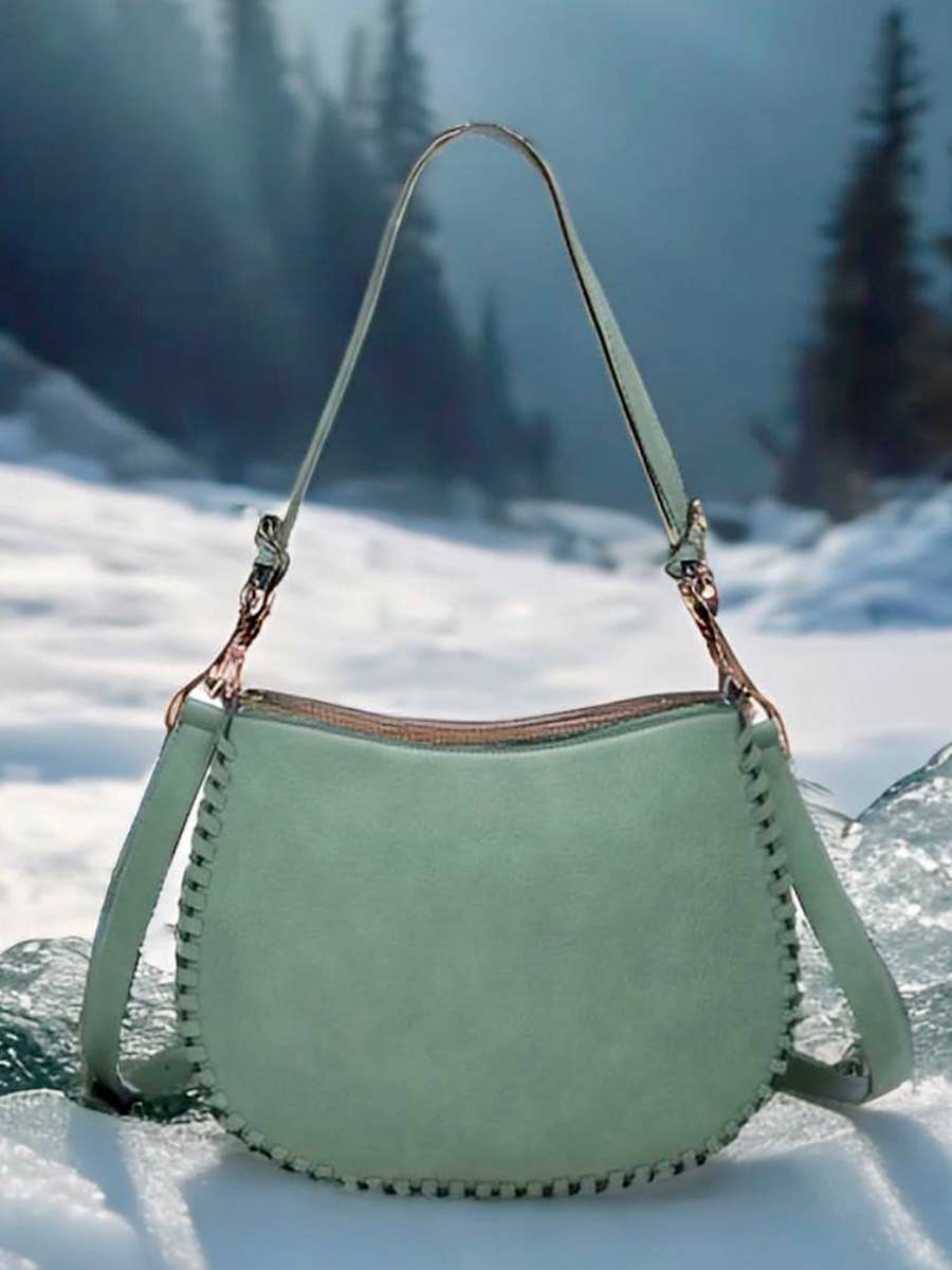M2415 Raquel Whipstitch Trim Crossbody/Saddle Bag