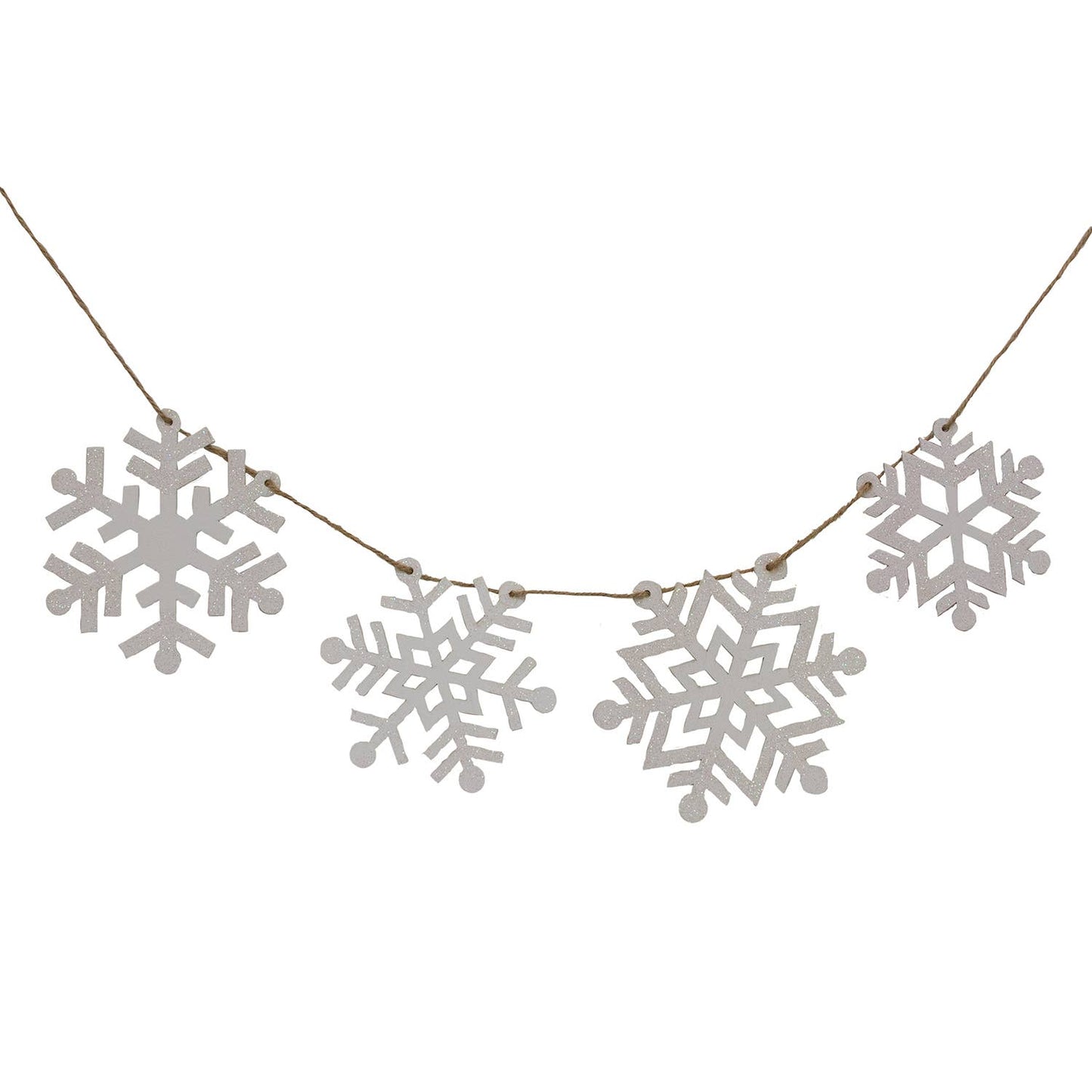 White Glittered Snowflake Garland