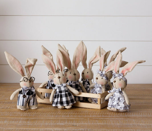 Crate Of 9 - Bunnies In Dresses And Overalls (Pk/09 Ast)