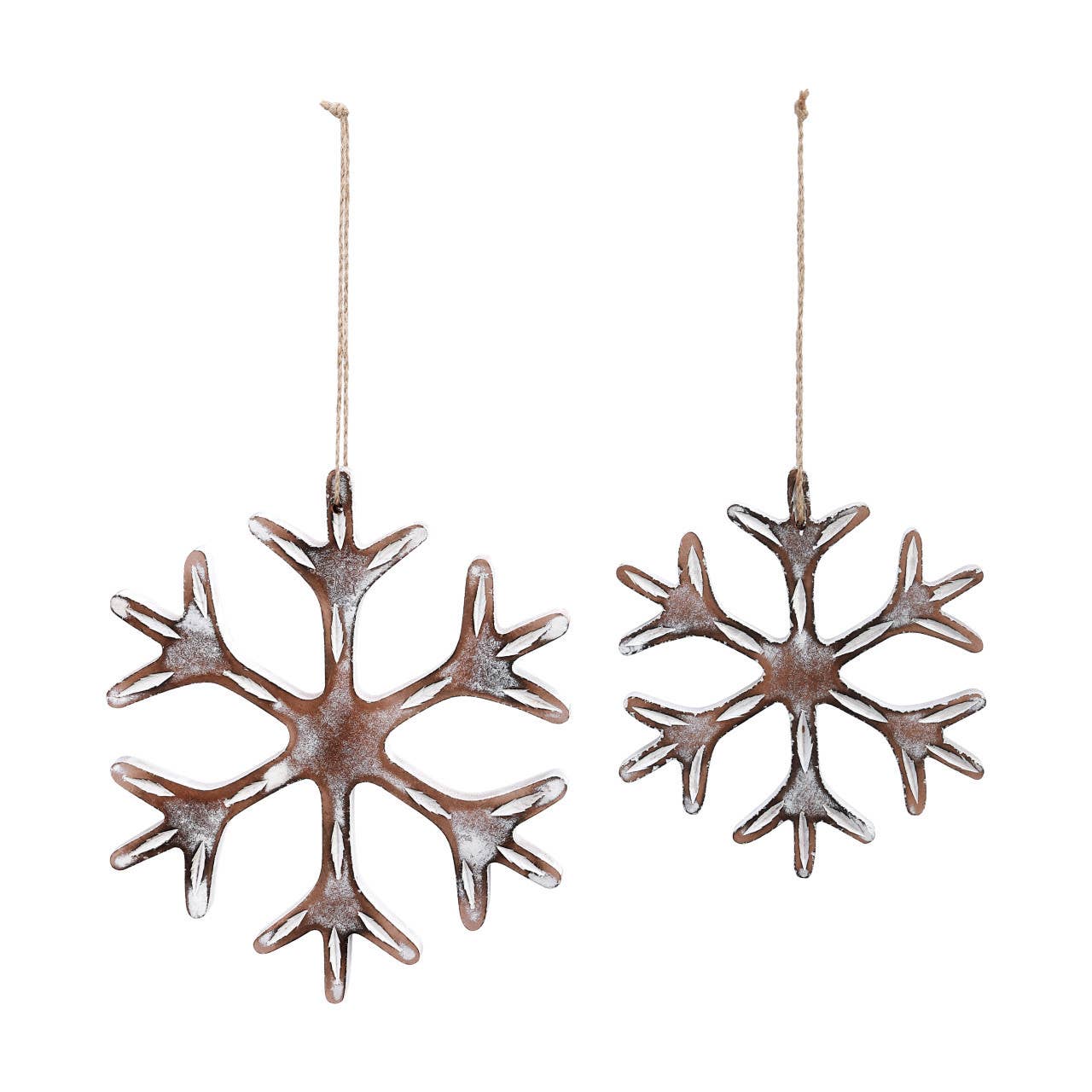 Carved Snowflake Ornaments - Set of 2