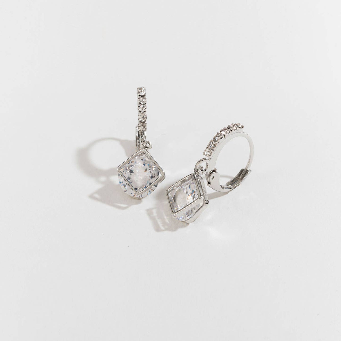 Dazzlers Cubic Zirconia Diamond Shape Hoop Earrings
