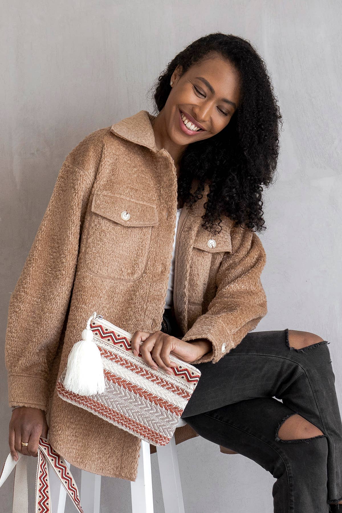 JKT2206 Lyric Knit Textured Jacket w/ Faux Pockets