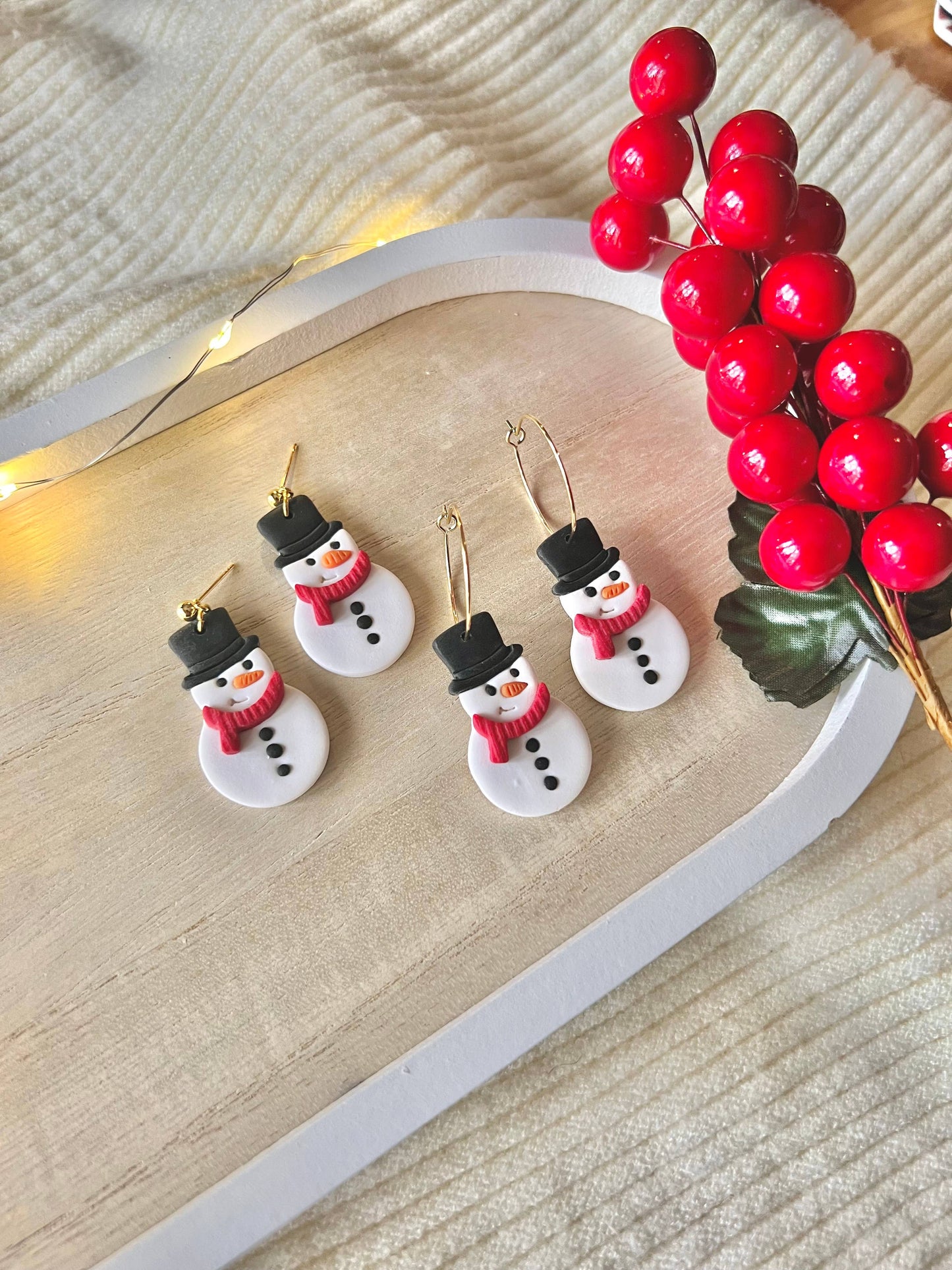 Snowman Clay Earrings, Snowman Earrings