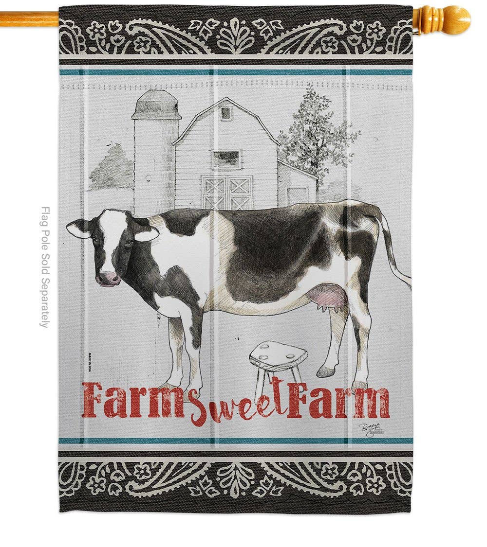 Farm Sweet Animals Barnyard Animal Primitive Decor Flag