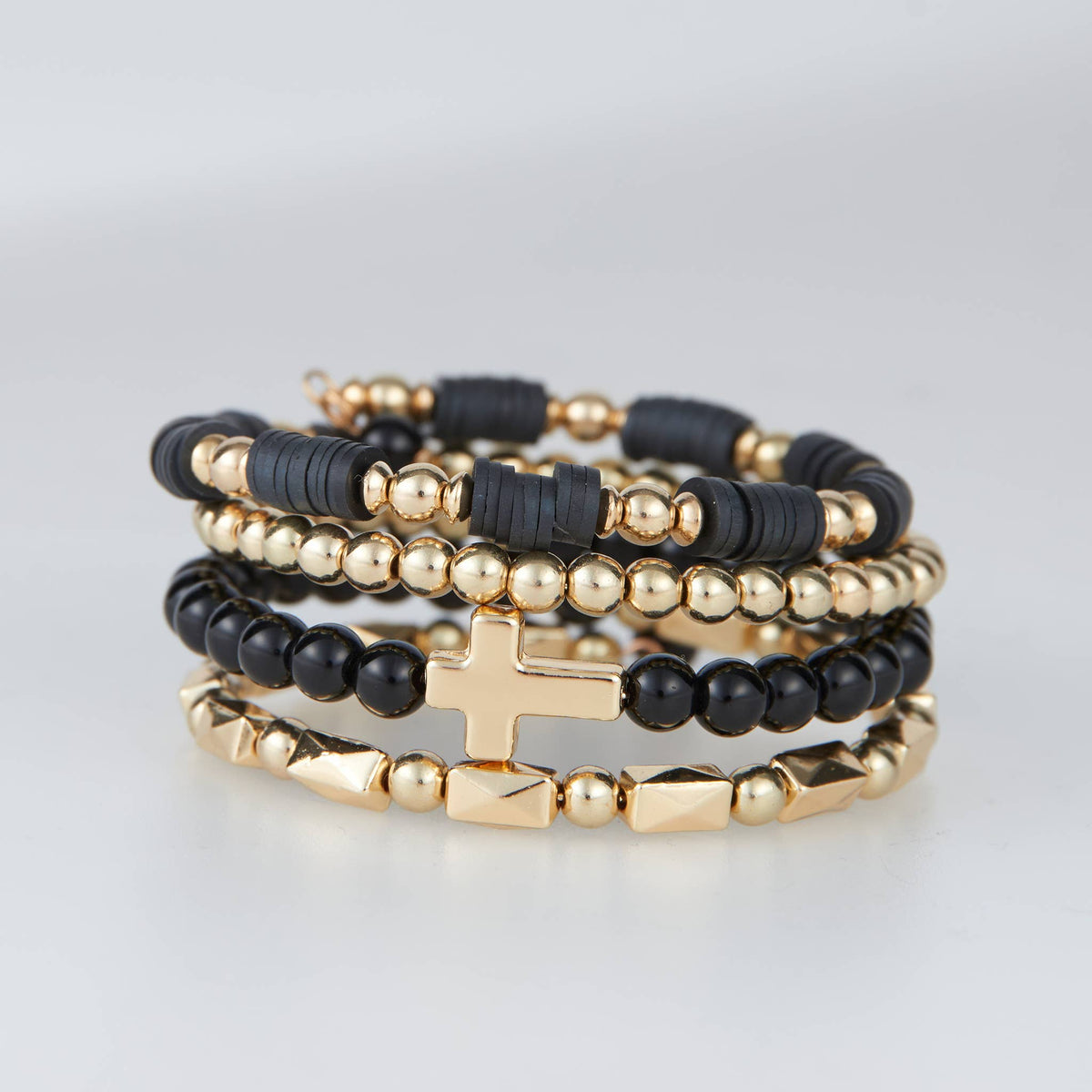 Inspirational Bracelet Solana Beaded Cross Coil Jewelry