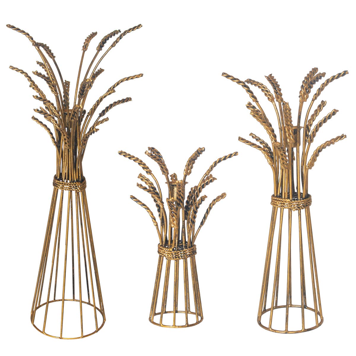 18.75" Tall Metal Wheat Taper Holder Set of 3 Fall
