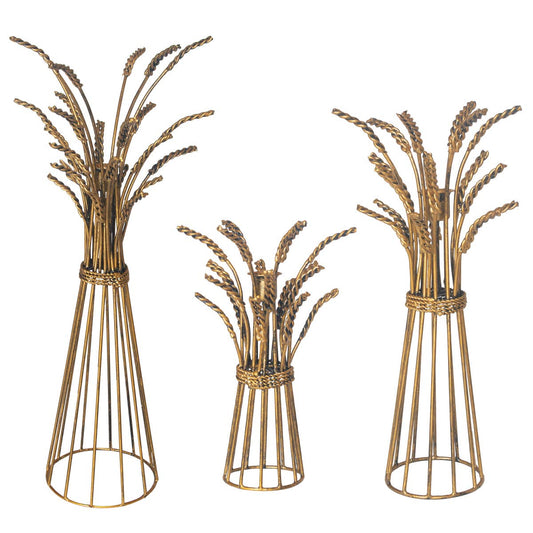 18.75" Tall Metal Wheat Taper Holder Set of 3 Fall