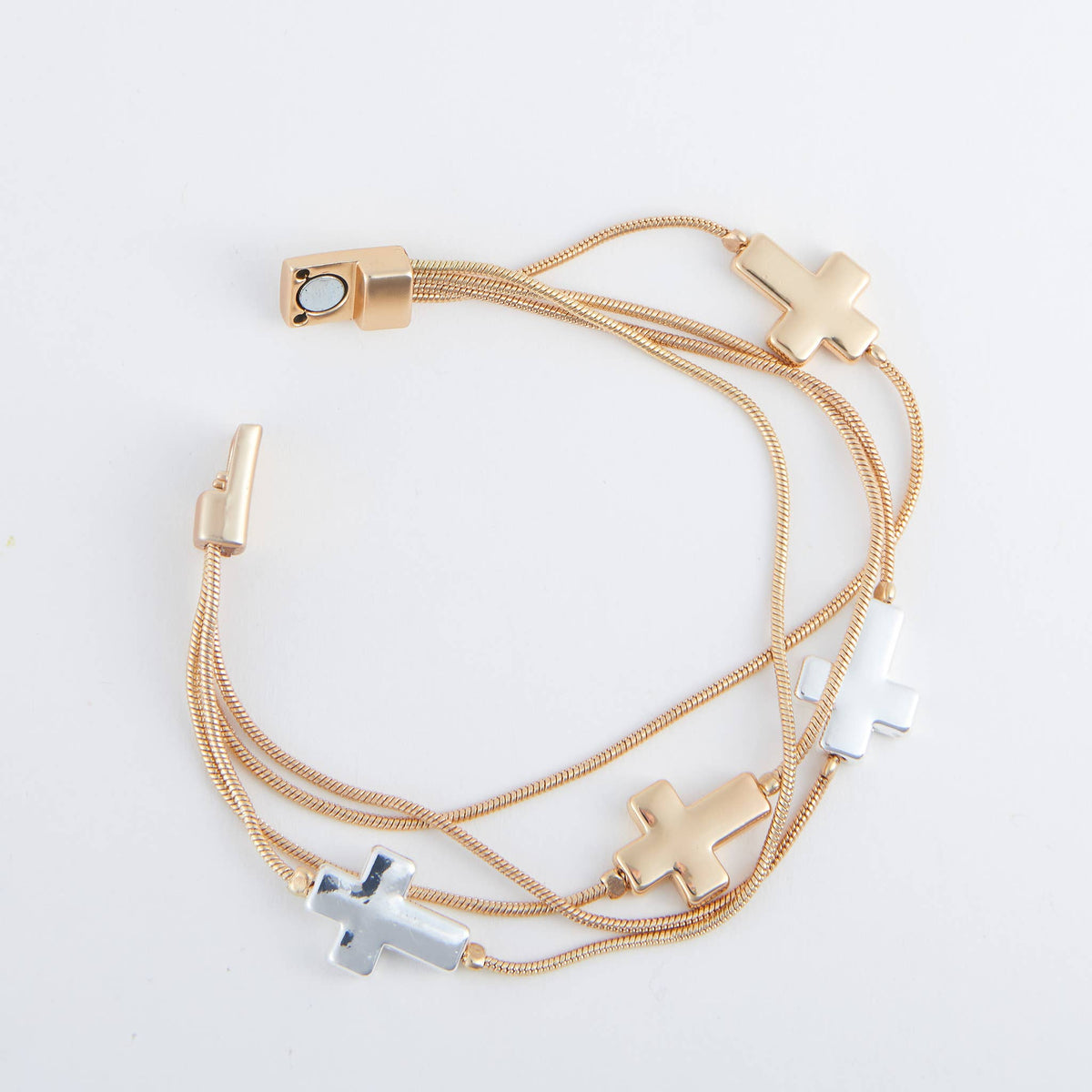 Cross Bracelet Cobie Multi Row Inspirational Magnetic