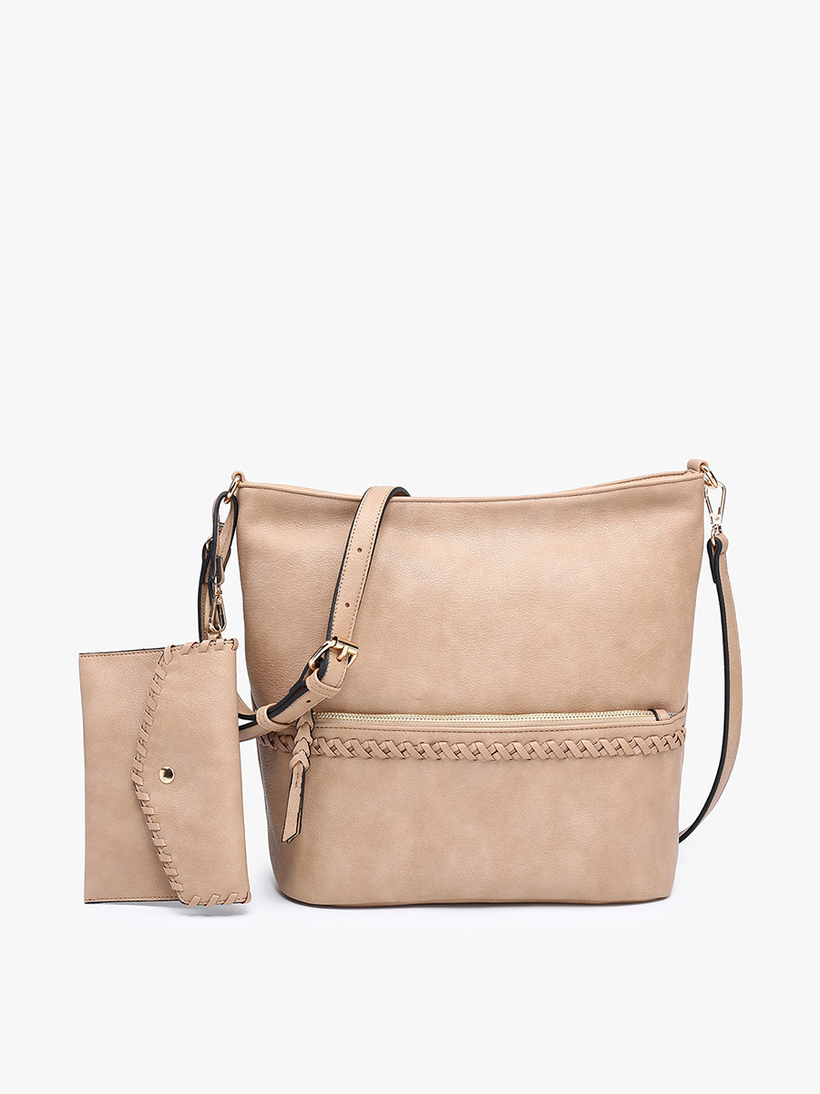 M2442 Cynthia Distressed Whipstitch Hobo w/ Wristlet