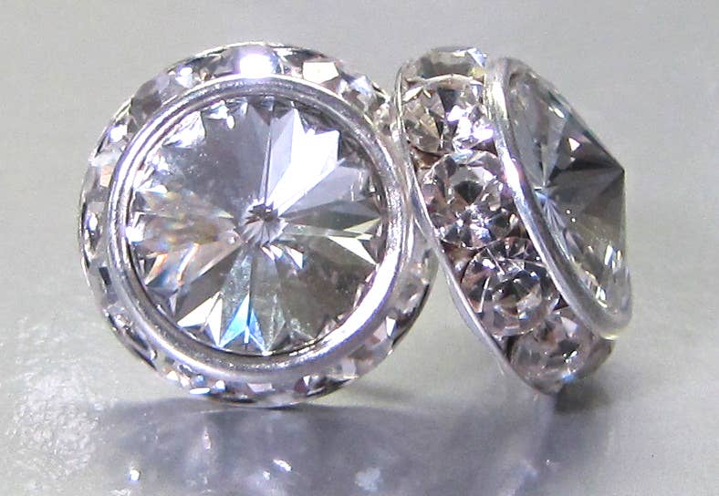 Rhinestone Rivoli Clear Crystal 12mm Post Earring