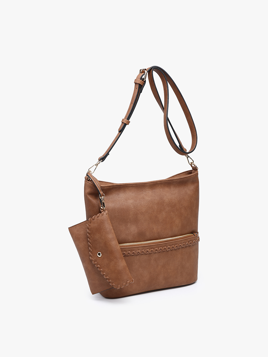 M2442 Cynthia Distressed Whipstitch Hobo w/ Wristlet