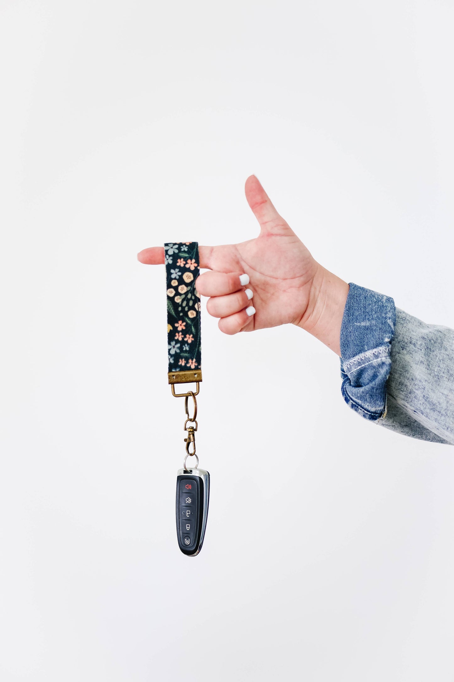 Canvas Wristlet Lanyard Keychain -  Car Key Fob Holder