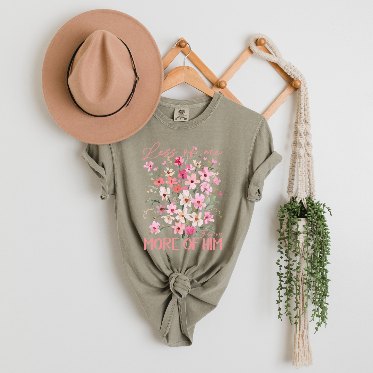 Less Of Me More Of Him Floral Comfort Color Christian Tshirt