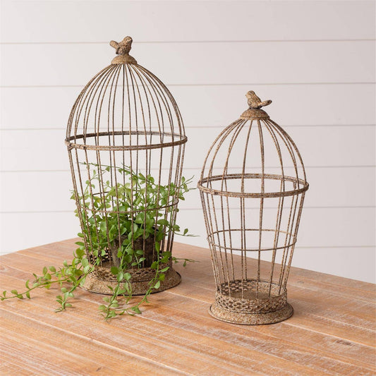 Rusty Metal Birdcages (Set Of 02)