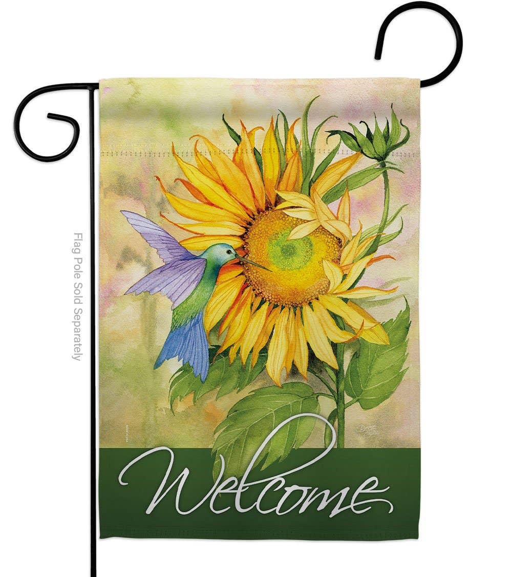 Sunflower with Hummingbird Garden Floral Bird Decor Flag