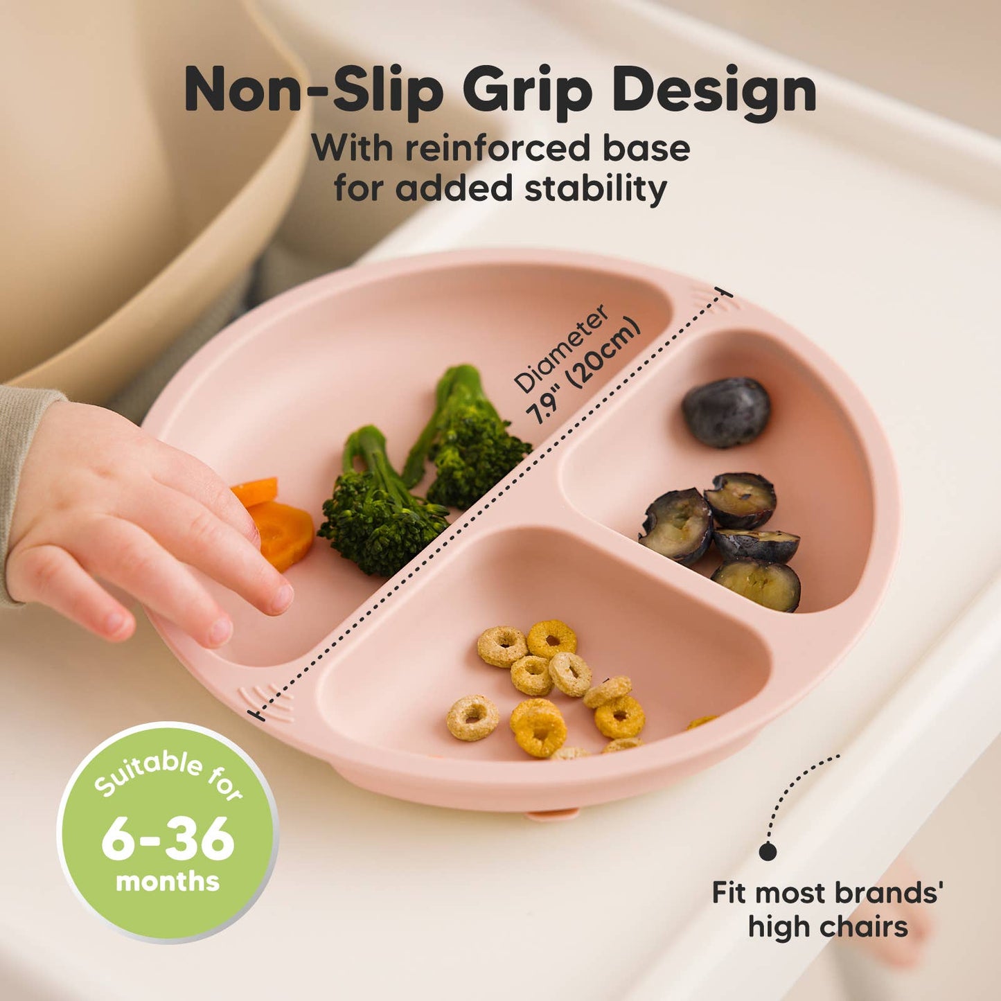3-Pack Prep Suction Plates with Lids BPA-Free Baby Plate
