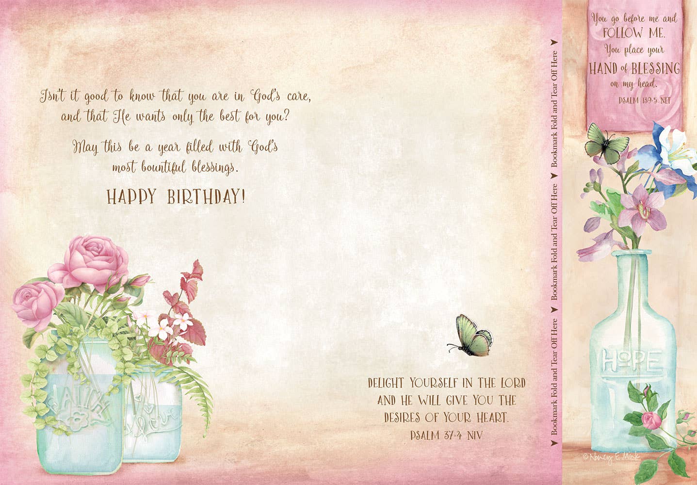 Floral Jars - Faith Birthday Bookmark Card