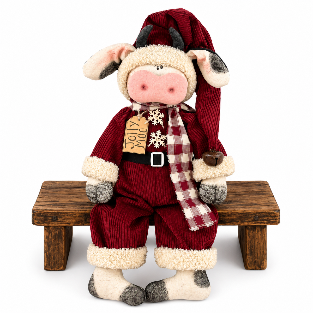 Jolly Moo the Santa Cow – 19"  Christmas Farmhouse Decor