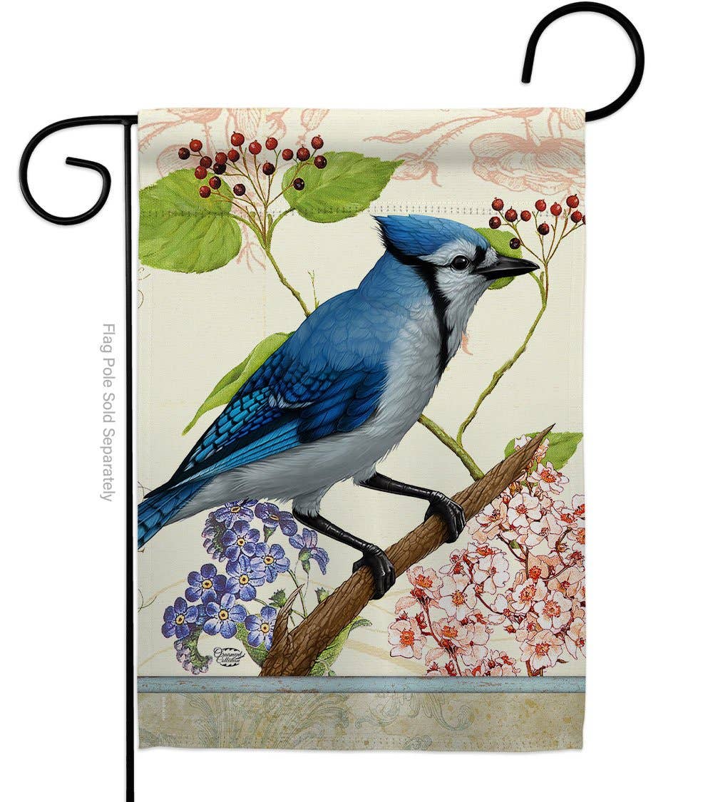 Flag Blue Jay Floral Bird Day  Garden House 2-Sided Home