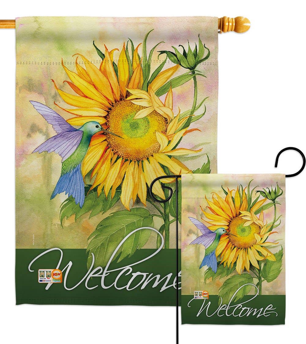 Sunflower with Hummingbird Garden Floral Bird Decor Flag