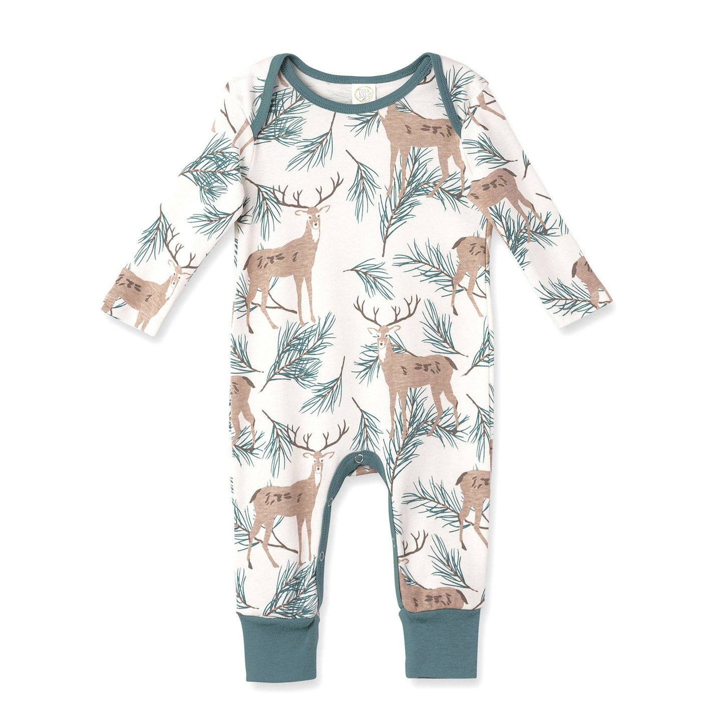 Deer Pine Baby Romper | Cotton Woodland Print
