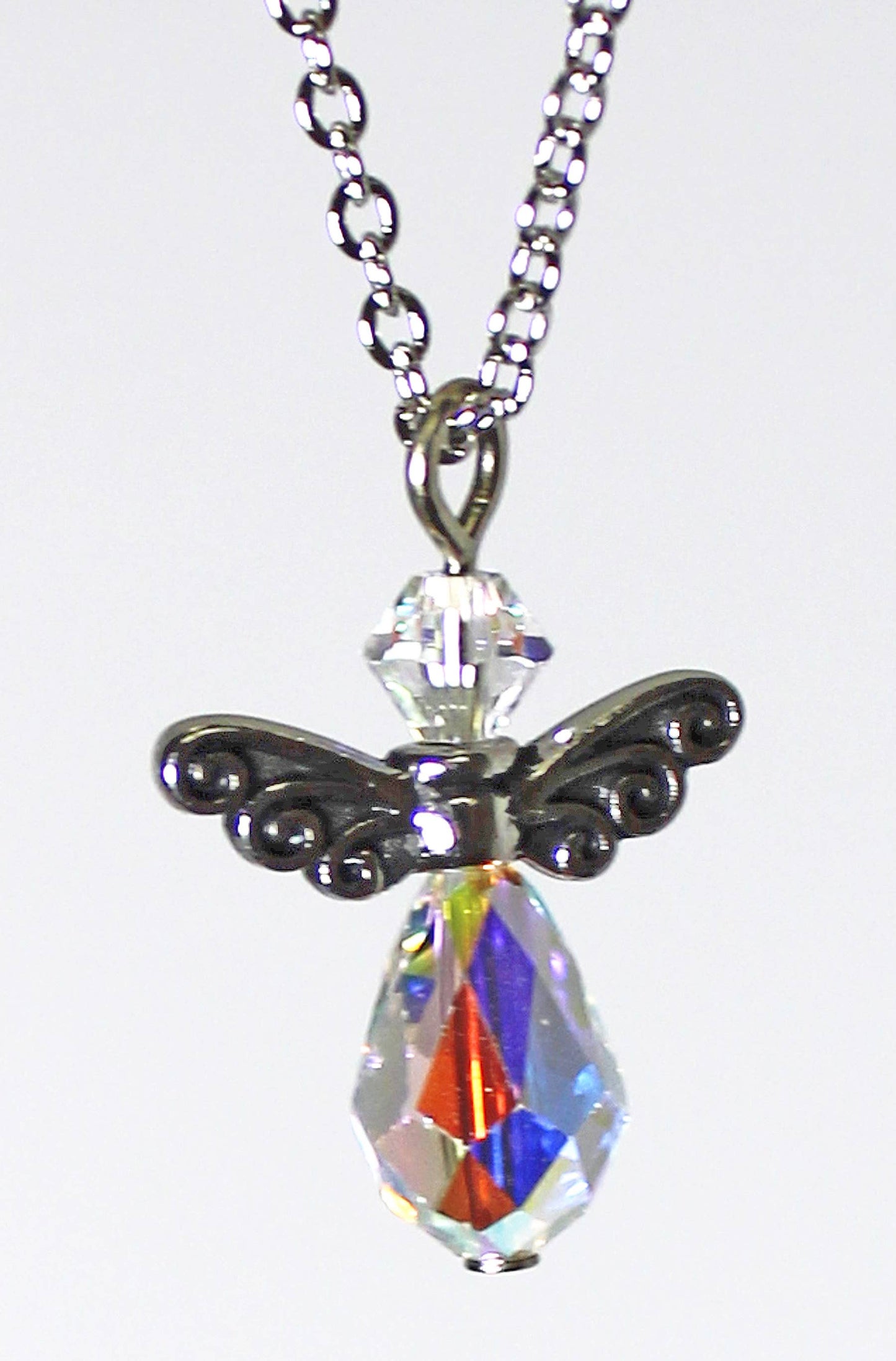 Crystal Fairy Pendant on 18" Silver Colored Chain