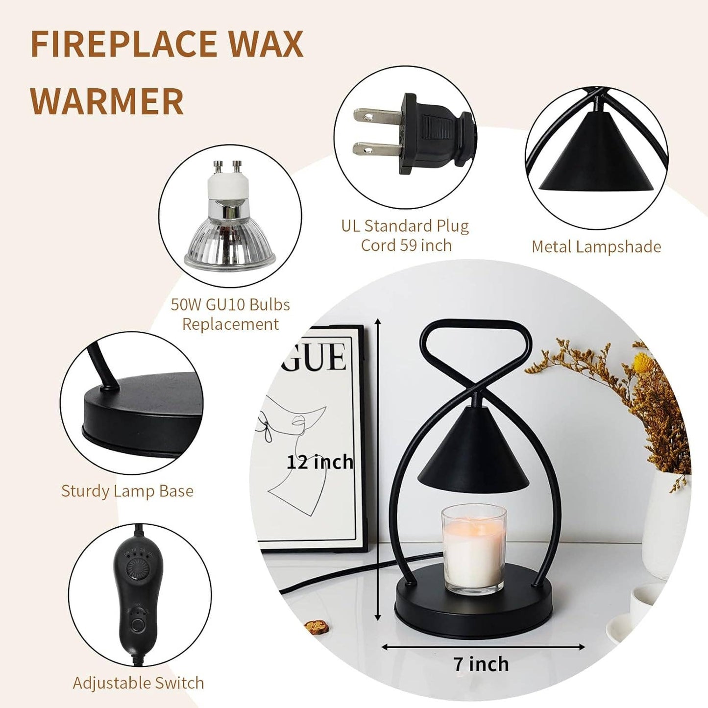 Decorative Candle Warmer Lantern with Dimmable Light